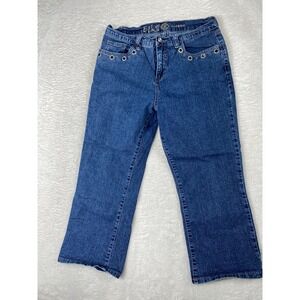 Ethyl 8 Classic Women's Size 8 Blue‎ Denim Capri Jeans with Grommet Detail